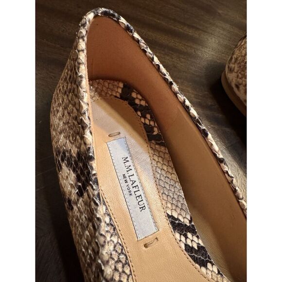 MM Lafleur Rowan‎ Embossed Snakeskin Flats NWOB New Women's 35 Italian Leather - Picture 8 of 12
